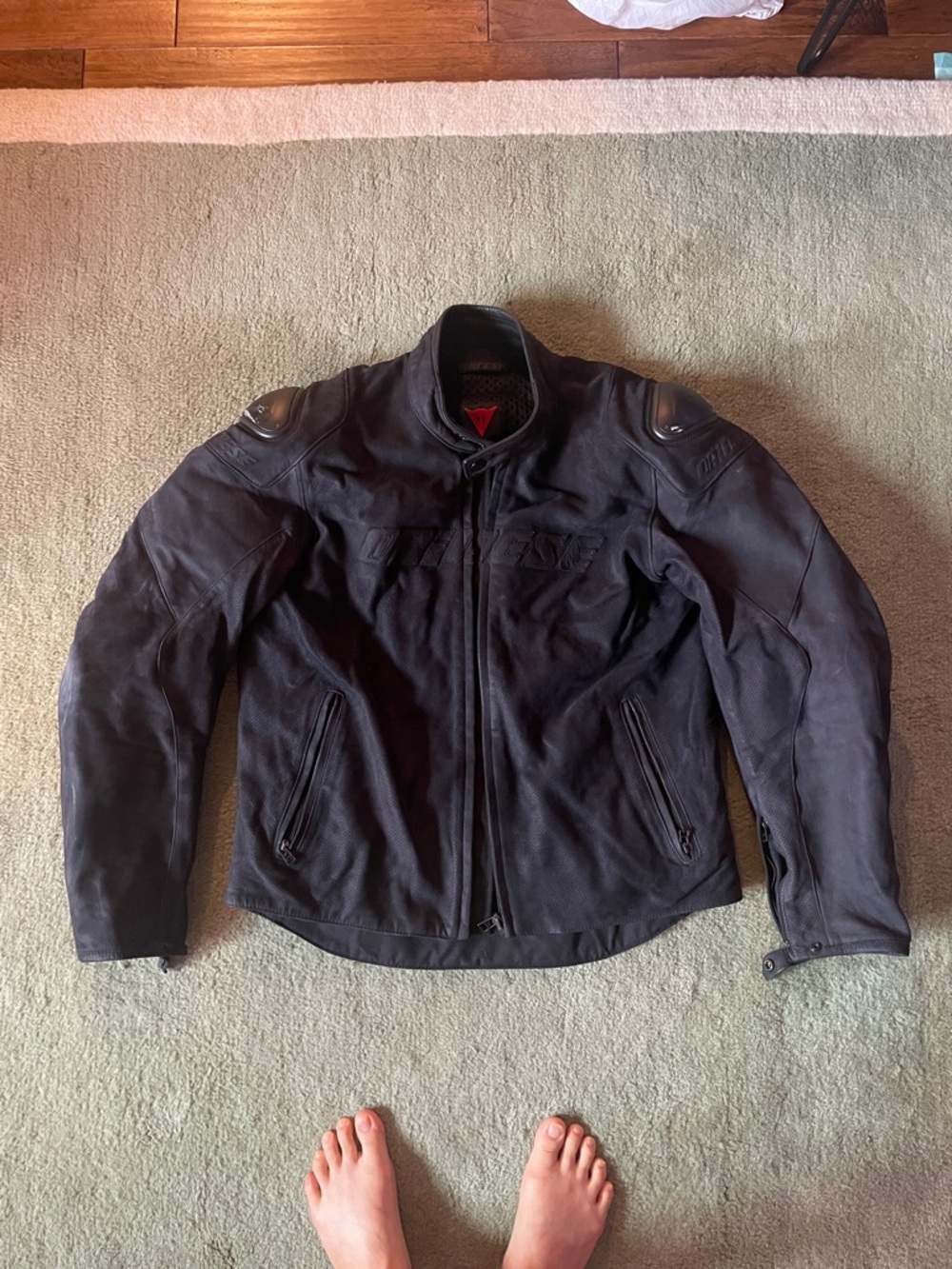 Black Men's Bomber-Style Motorcycle Jacket